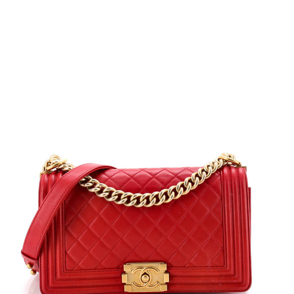 Chanel Old Medium Boy Flap Bag Quilted Lambskin